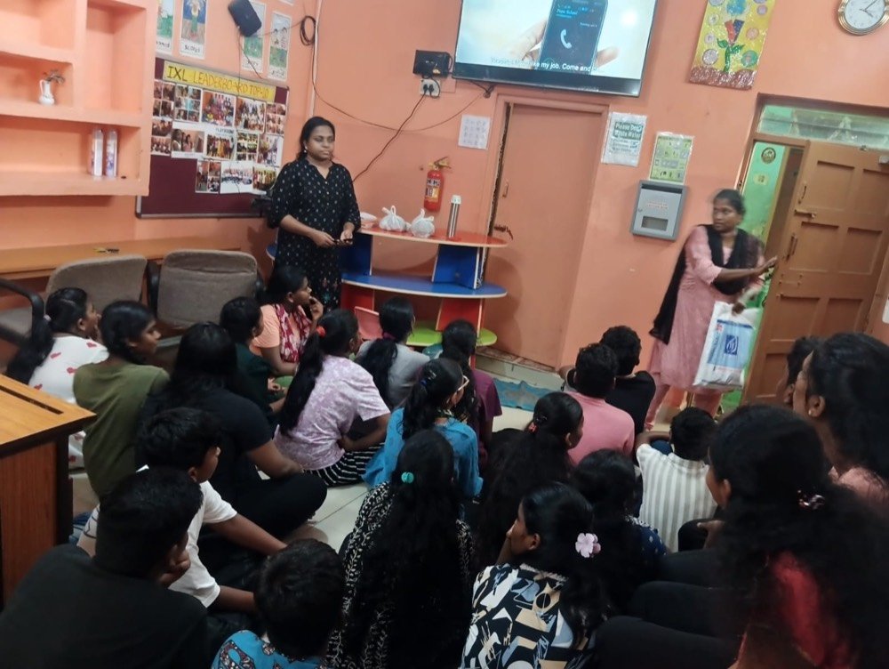 Students watching a documentary screening at the centre